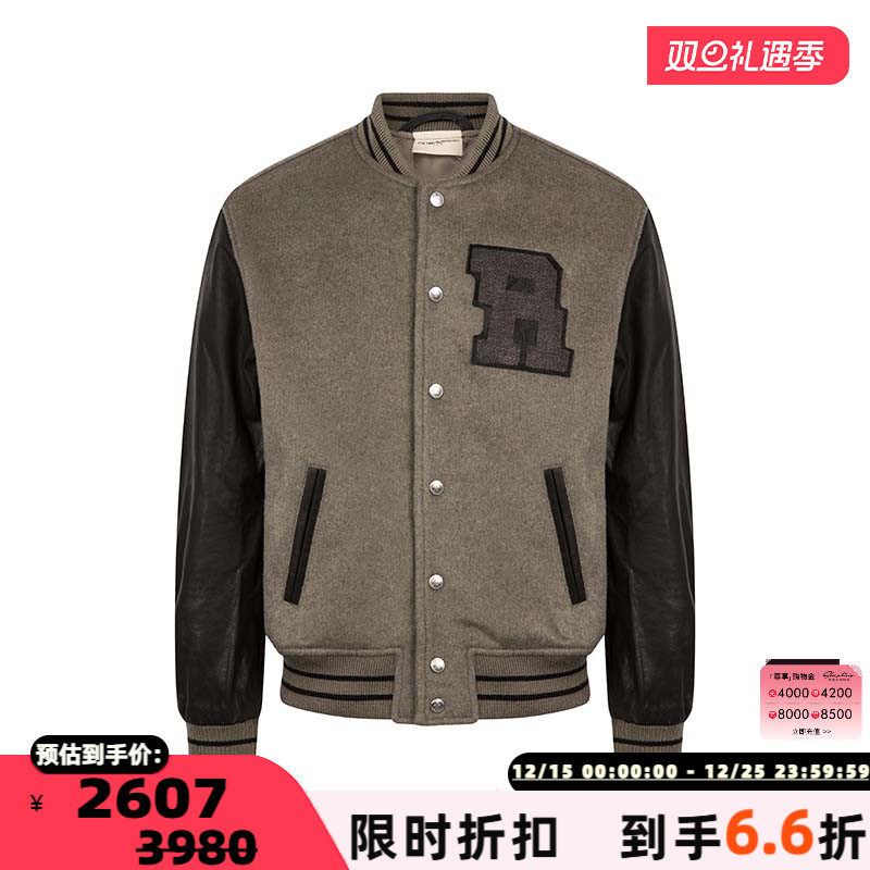 王大陆男女同款皮袖棒球夹克