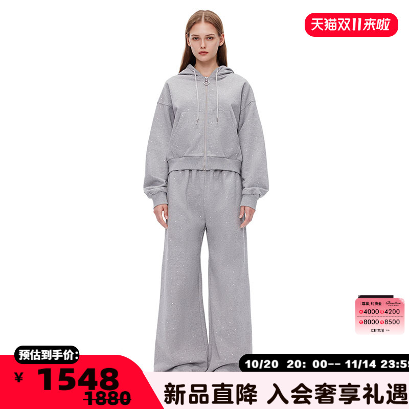 ANNANDELMAN烫钻拉链卫衣