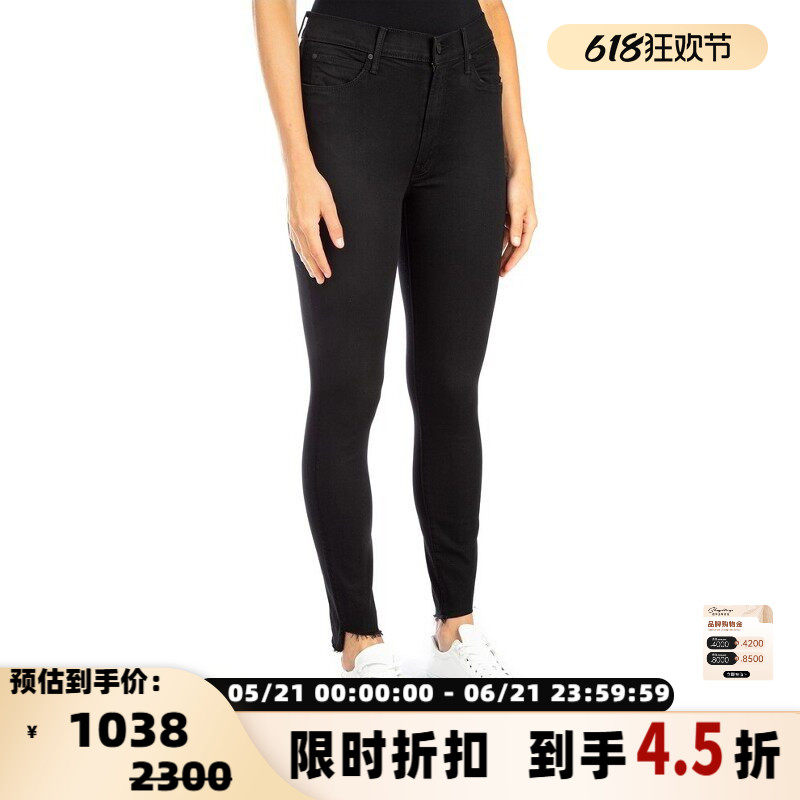 MOTHER  水洗女士小裤脚毛边简约9分裤休闲牛仔裤银泰百货 301604
