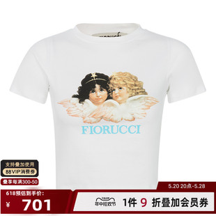 女士白色棉质休闲短款 圆领短袖 24春夏新款 FIORUCCI T恤银泰百货