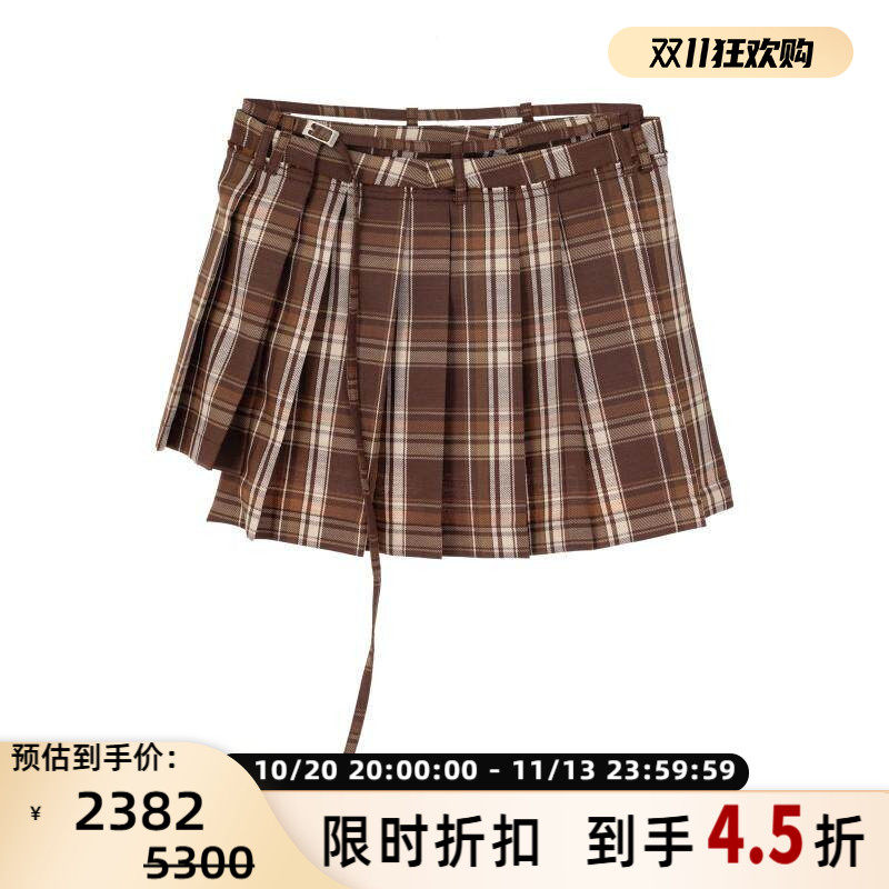 ACNE STUDIOS 秋冬女士学院风不对称格子短裙301574