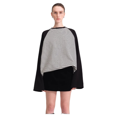 concise-white条纹拼接上衣