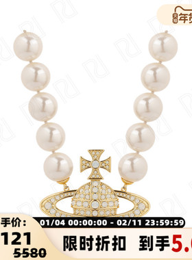 Vivienne Westwood/西太后 女士仿钻大颗粒珍珠项链银泰 300217