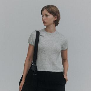 NOTHING WRITTEN春季圆领简约羊毛混纺短袖T恤银泰百货精品