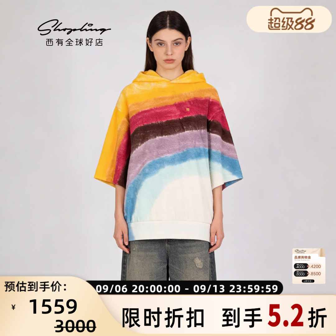 Acne Studios春夏女士拼色宽松连帽衫连帽T恤银泰百货 301604图片