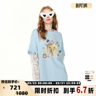 T恤银泰百货 女士蕾丝拼接粉色长袖 301489 MARTIN ANDREA