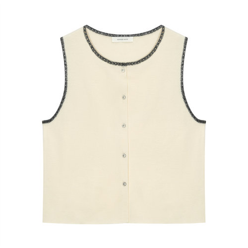 concise-white/简白26春夏新款女士钩边撞色羊毛马甲银泰 301257