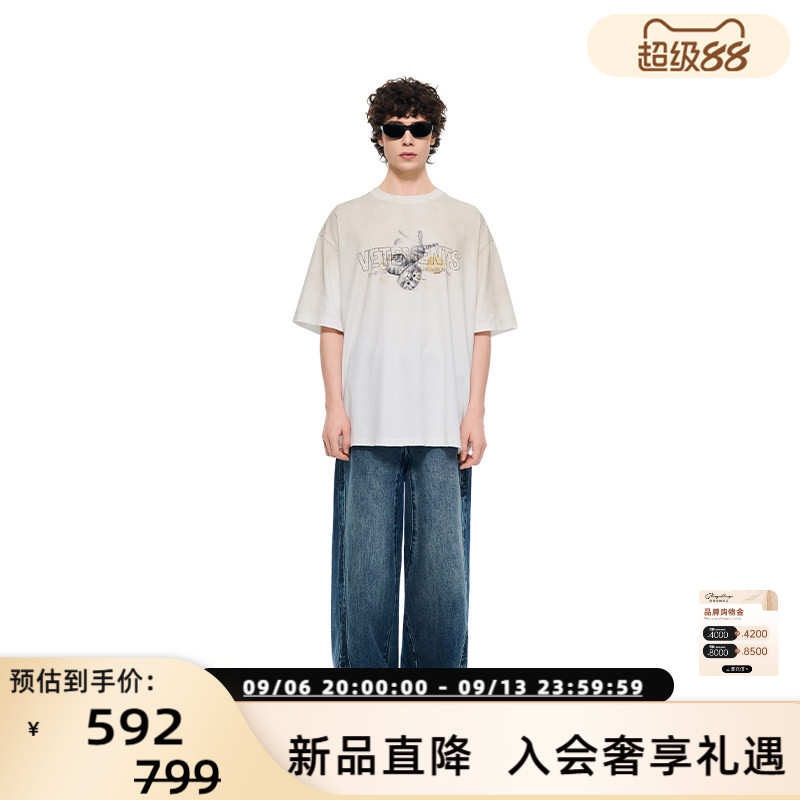 VETEMENTS纯棉落肩袖T恤图片