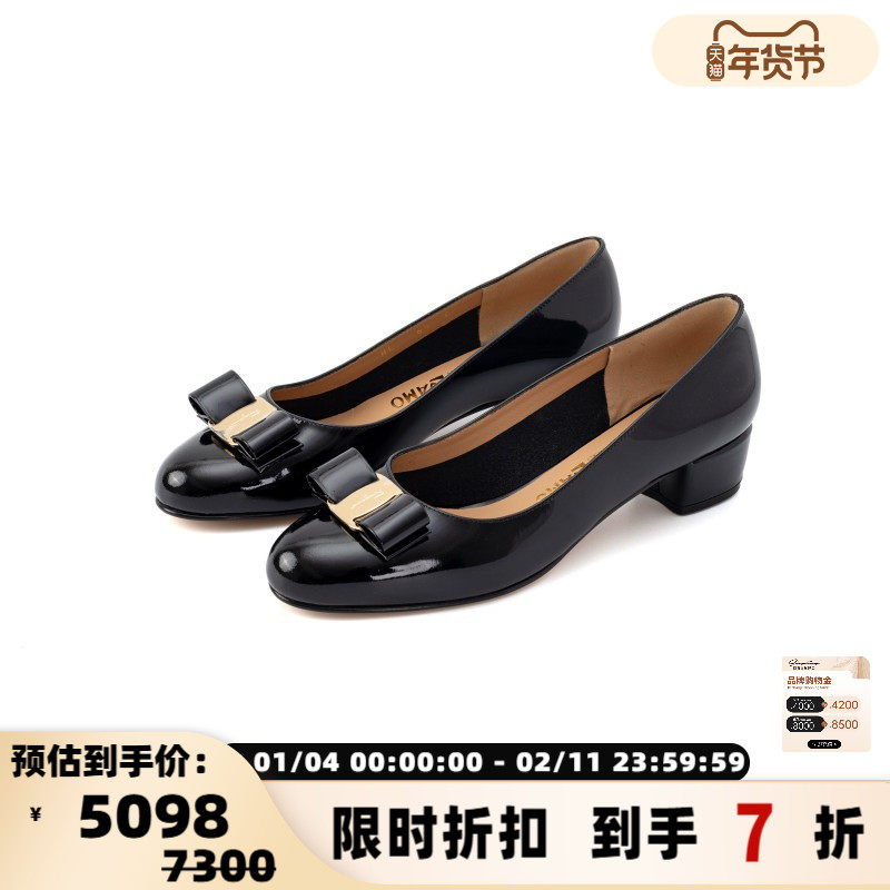 FERRAGAMO/菲拉格慕女士黑色浅口单鞋低跟鞋银泰百货精品301574,女鞋,浅口单鞋,淘宝优惠券,粉丝福利购,淘宝优惠卷