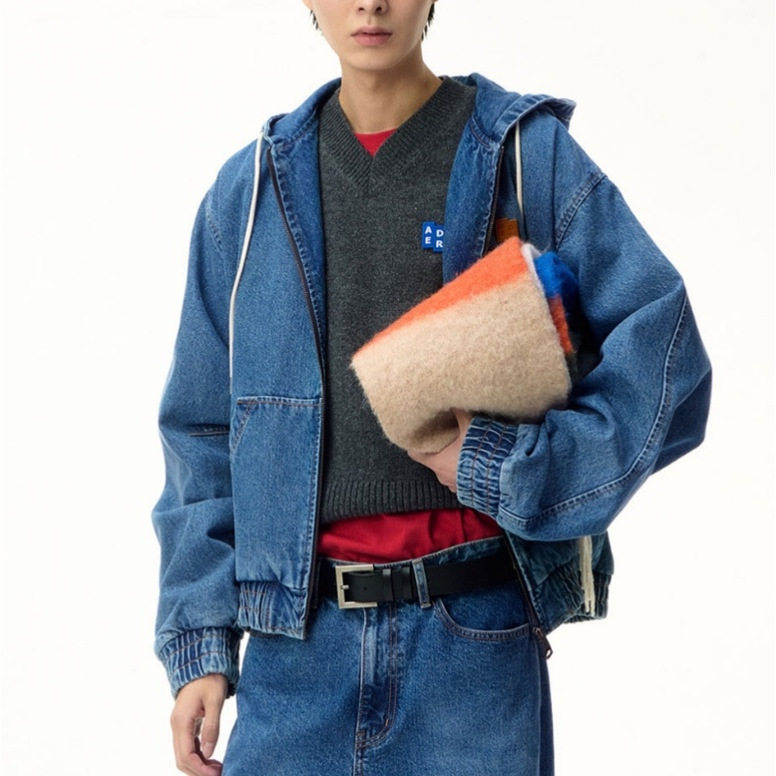 ADER ERROR 秋冬新款男女同款连帽拉链牛仔外套银泰百货 301574
