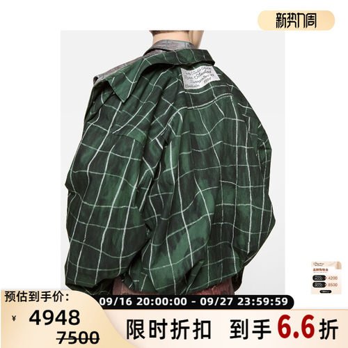 ACNE STUDIOS男士个性双层领假两件格子长袖衬衫 银泰百货 302000