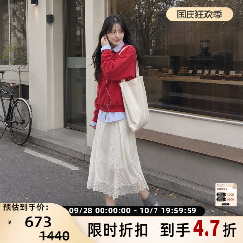 recto印花圆领宽松长袖卫衣