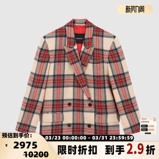 pushBUTTON羊毛戗驳领双排扣女士夹克西装 301604 外套银泰百货