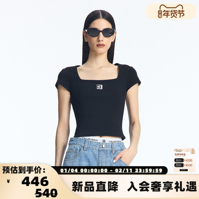 CALLED BACK 24SS夏季新款女士方领T恤 方领短袖上衣 301363,女装/女士精品,T恤,淘宝优惠券,粉丝福利购,淘宝优惠卷