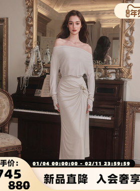 FLONAKED 25春夏女士丝绢柔肌纽结针织半裙银泰百货精品300170