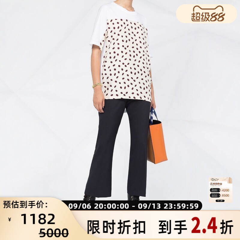 MARNI女士日常休闲通勤波点印花圆领宽松纯棉短袖T恤 银泰 301604图片