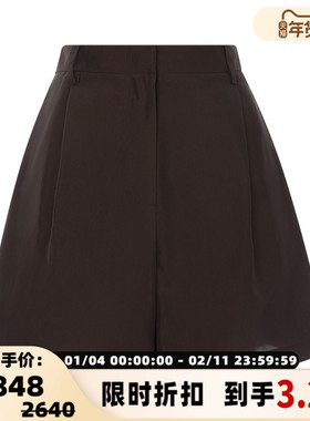 RECTO春季棕色桑蚕丝女士休闲百搭短裤西装裤