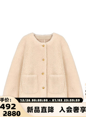 concise-white/简白 25秋冬女士金扣圆领羊毛短外套银泰 301257