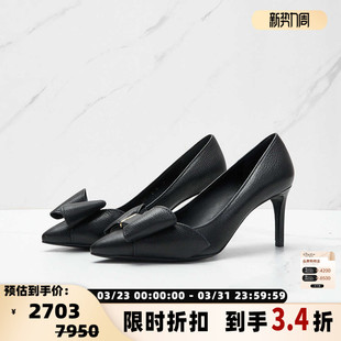 银泰百货 女士羊皮革蝴蝶结气质高跟鞋 301596 菲拉格慕 FERRAGAMO