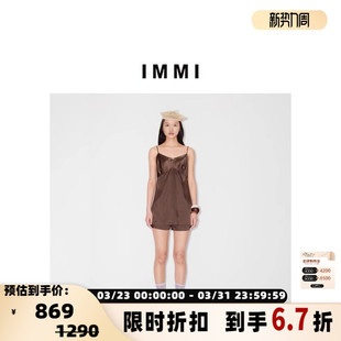 设计师品牌 300124 IMMI女士缎面弹力真丝吊带连衣裙银泰百货精品