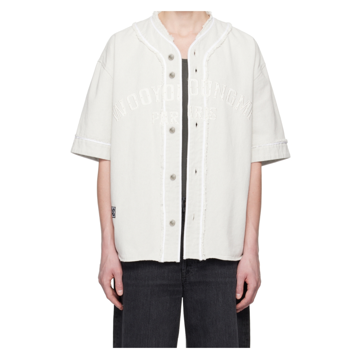 WOOYOUNGMI 25春夏男士休闲字母印花短袖衬衫上衣银泰百货 301574