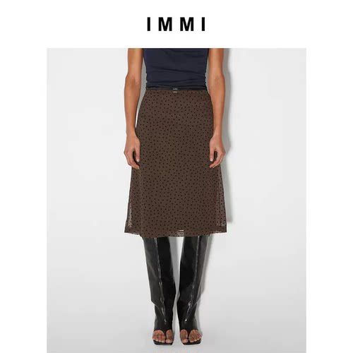 IMMI女士雪纺圆点中长半裙