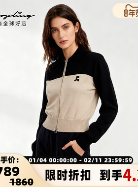 Rest&Recreation春秋新款女士休闲拼色长袖拉链开衫短外套