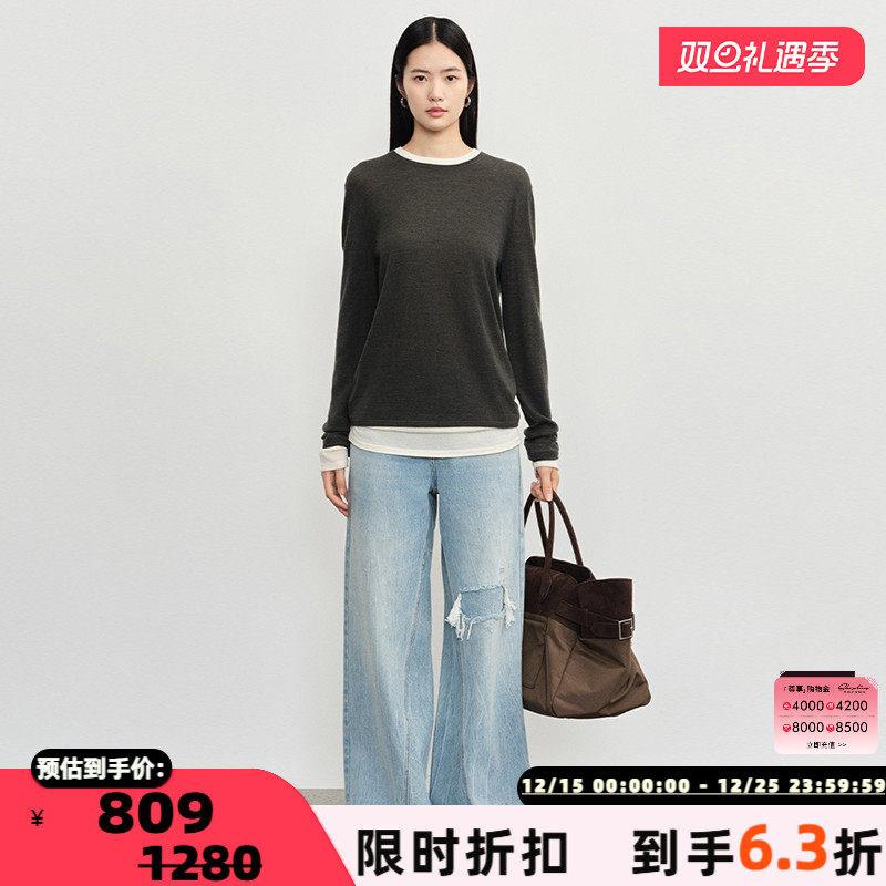 concise-white/简白假两件长袖