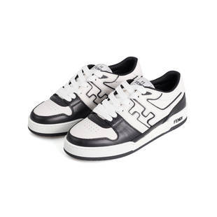 301574 银泰百货精品 FENDI男士 拼色系带牛皮革低帮休闲运动鞋