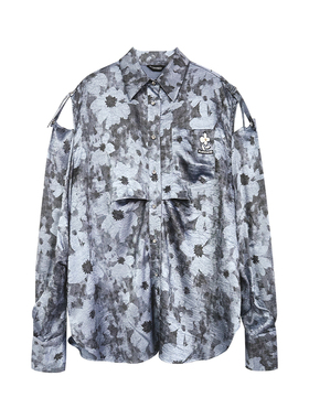 FLONAKED 25春夏女士印花花朵章仔装饰宽松款衬衣银泰百货300170