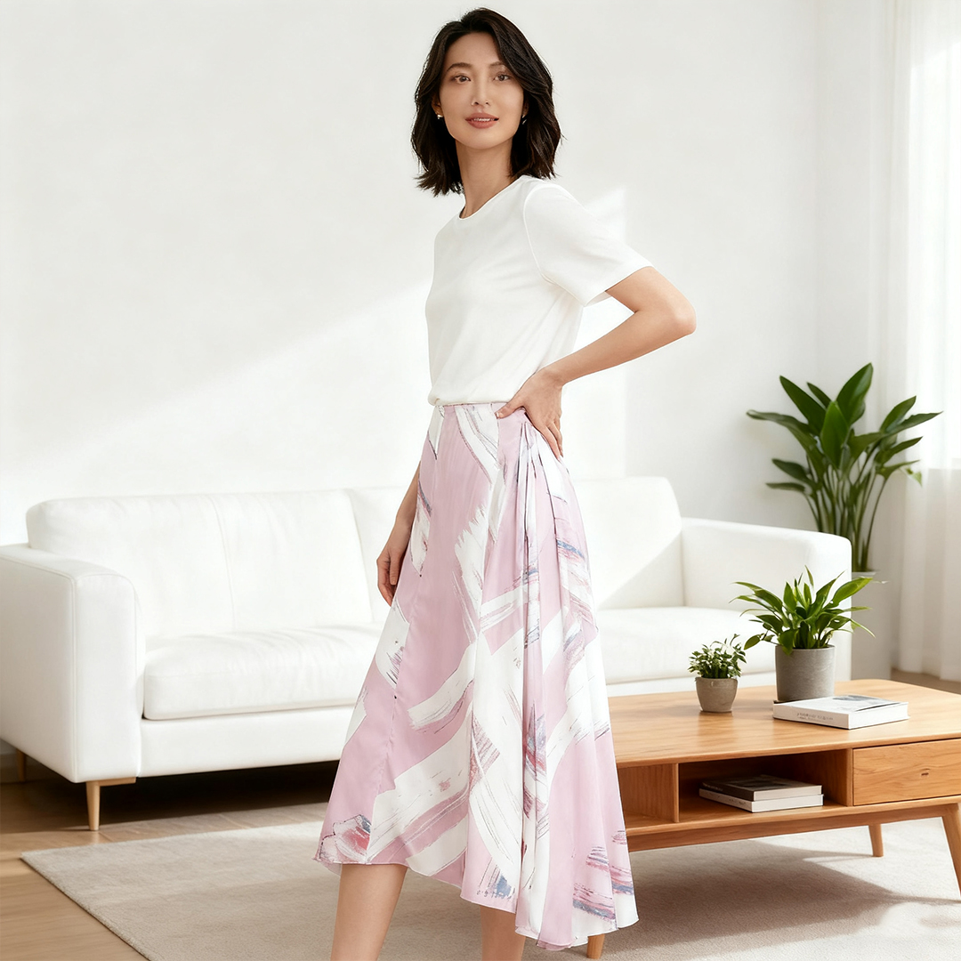 IRO 潮流都市女士褶皱开叉印花半身裙银泰百货 301596