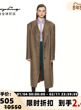 pushBUTTON秋冬女士时尚单排扣毛呢大衣银泰百货精品 301596