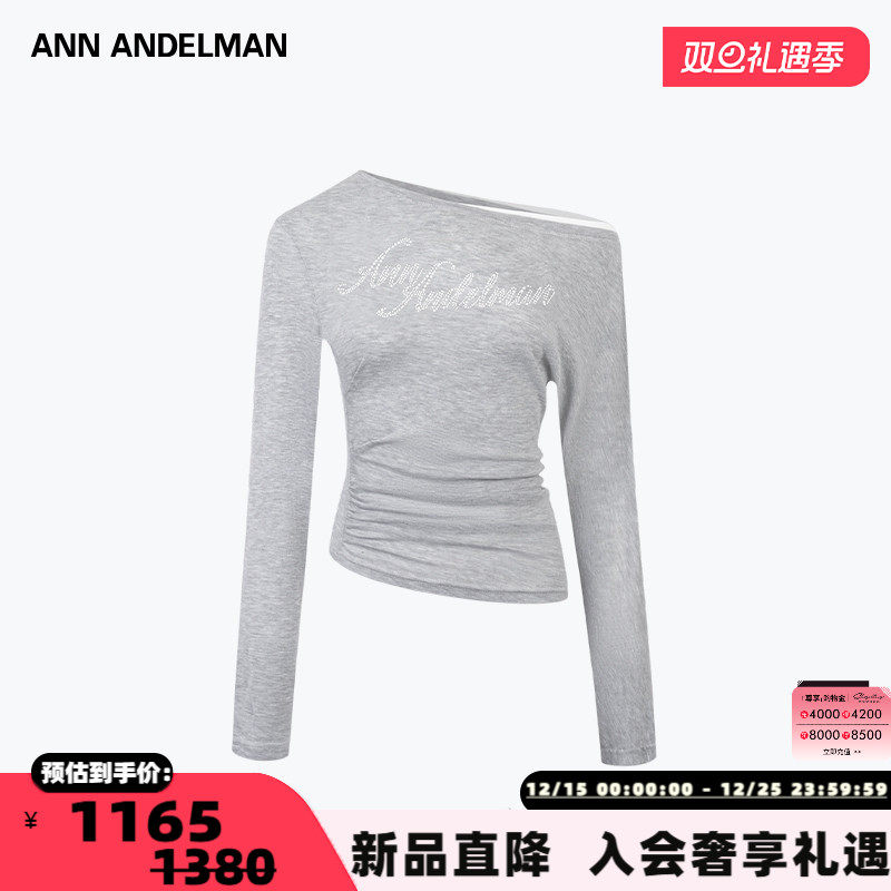 ANN ANDELMAN  新款女士时尚烫钻修身露肩T恤上衣银泰百货 301286