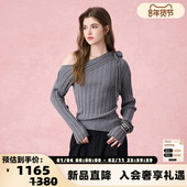 DIANA 301489 银泰百货 VEVINA 25秋冬女士斜肩绑带羊毛针织衫