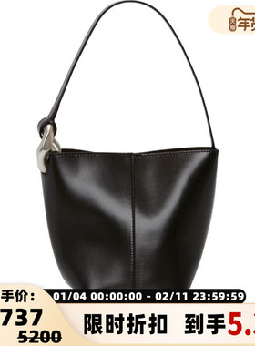 JW ANDERSON 女士黑色牛皮革水桶包单肩包银泰百货精品 301574