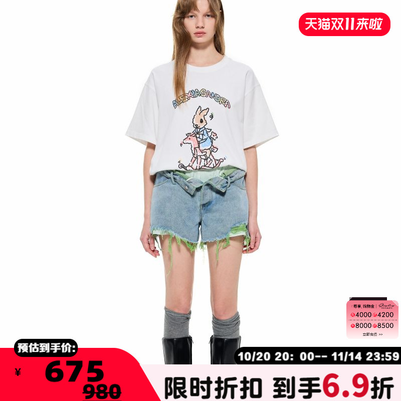 AlexiaSandra涂鸦印花短袖T恤