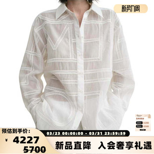 银泰百货 女士白色钩针编织半透视衬衫 301574 25新款 TOTEME