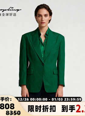 Pushbutton 港风女士职场高端戗驳领毛呢西服上衣银泰百货 301596