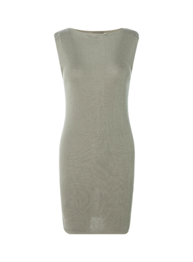 ST.AGNI 春季新款莱赛尔一字领气质女士针织无袖修身短款连衣裙