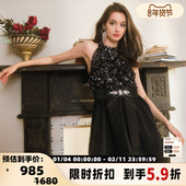 连衣裙 FLONAKED 黑色满天星立体亮片露背修身 300170