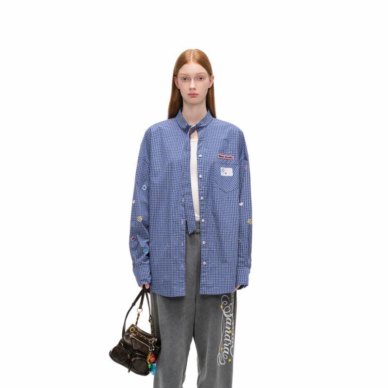 衬衫领口绑带印花新款秋季趣味