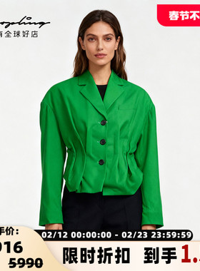 Pushbutton 春夏女士港风复古收腰西装夹克外套银泰百货 301596