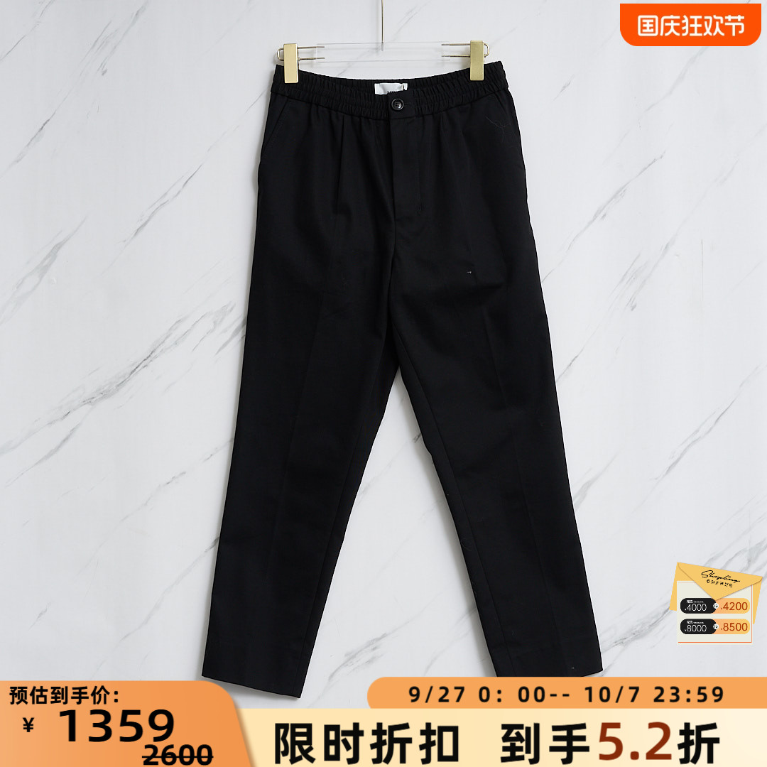 春夏款男士黑色棉质经典休闲裤