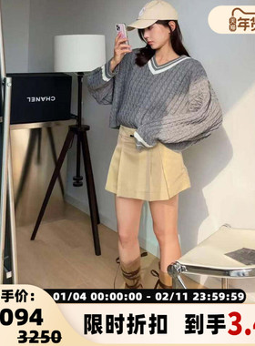 YCH 春夏款女士羊毛混纺假两件针织连衣裙银泰百货精品 301596