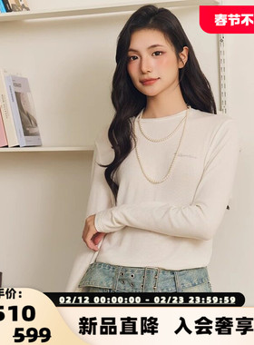 Three Quarters 春夏女士羊毛宽松长袖T恤上衣银泰百货 301355