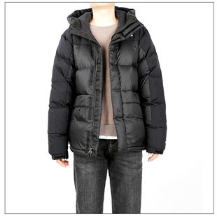 黑色拼接LOGO拉链连帽羽绒服 THE 北面男款 FACE 300217 NORTH