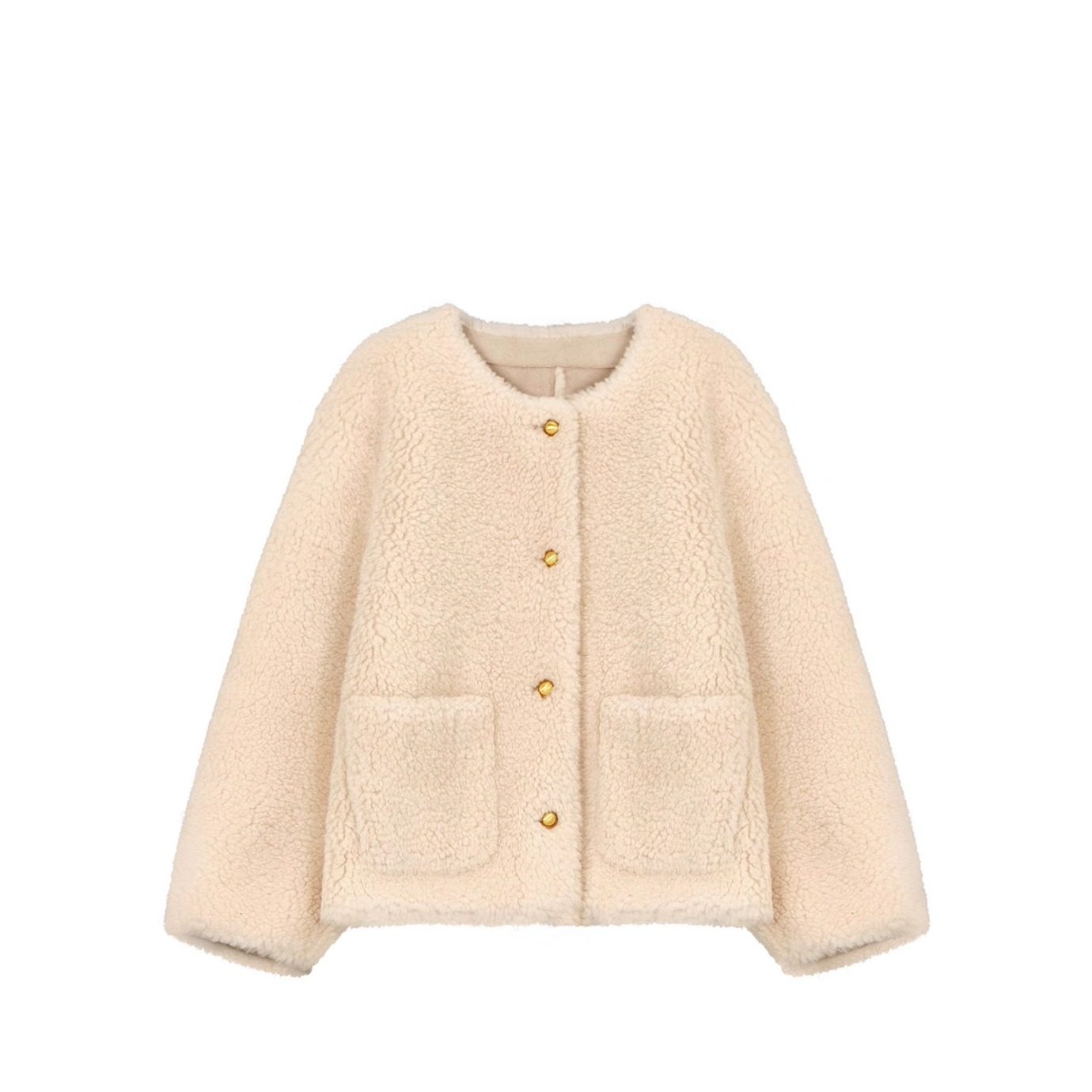 concise-white/简白 25秋冬女士金扣圆领羊毛短外套银泰 301257