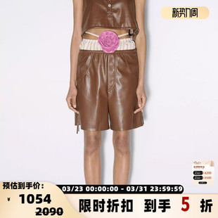 300124 直筒短裤 IMMI设计师品牌夏季 女士PU橡筋腰工装