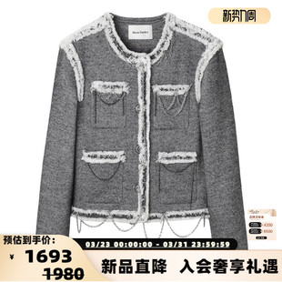 饰毛边小香风外套夹克银泰 女士金属链装 301261 Sandra Alexia