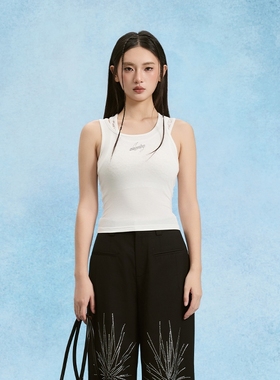 SOFITTE 25春夏新款女士拼接蕾丝修身背心上衣银泰百货 301355